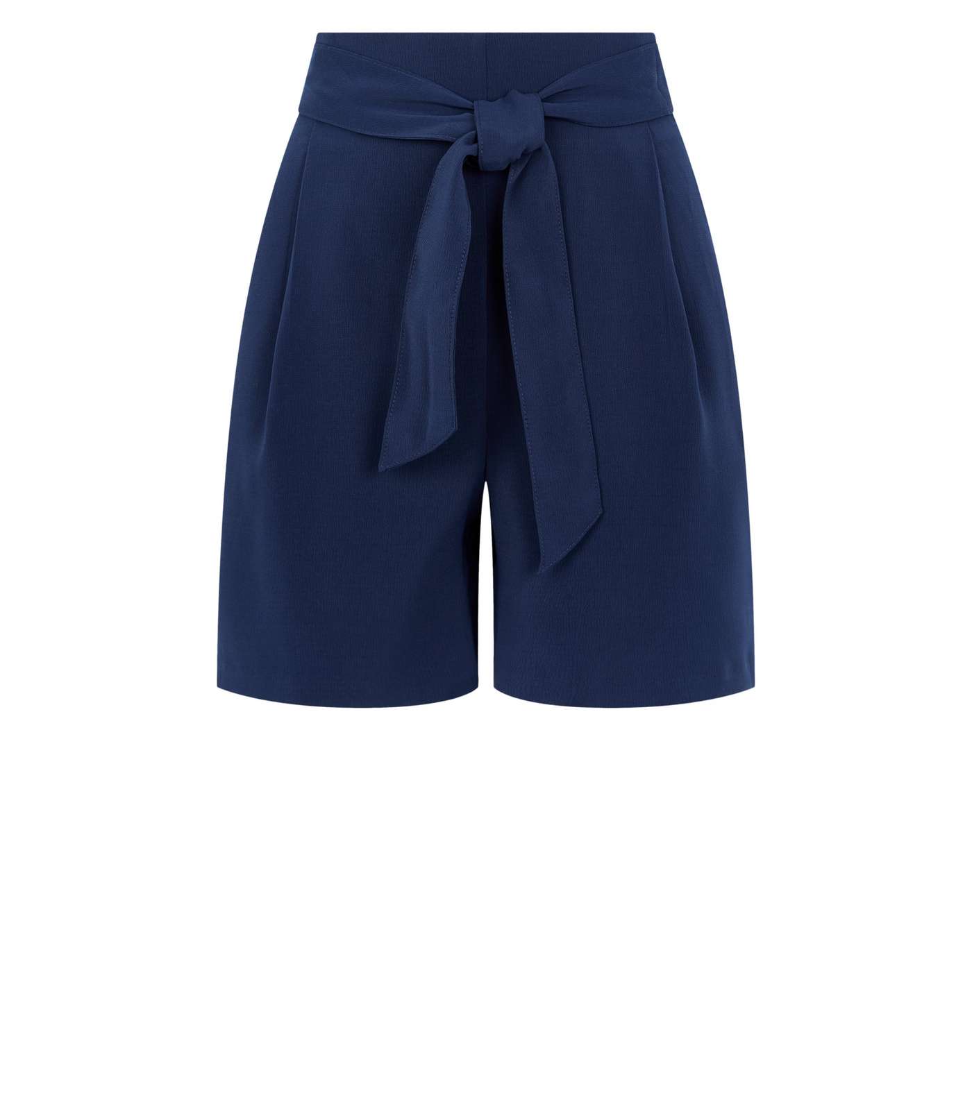 Navy Belted High Waist Shorts Image 4