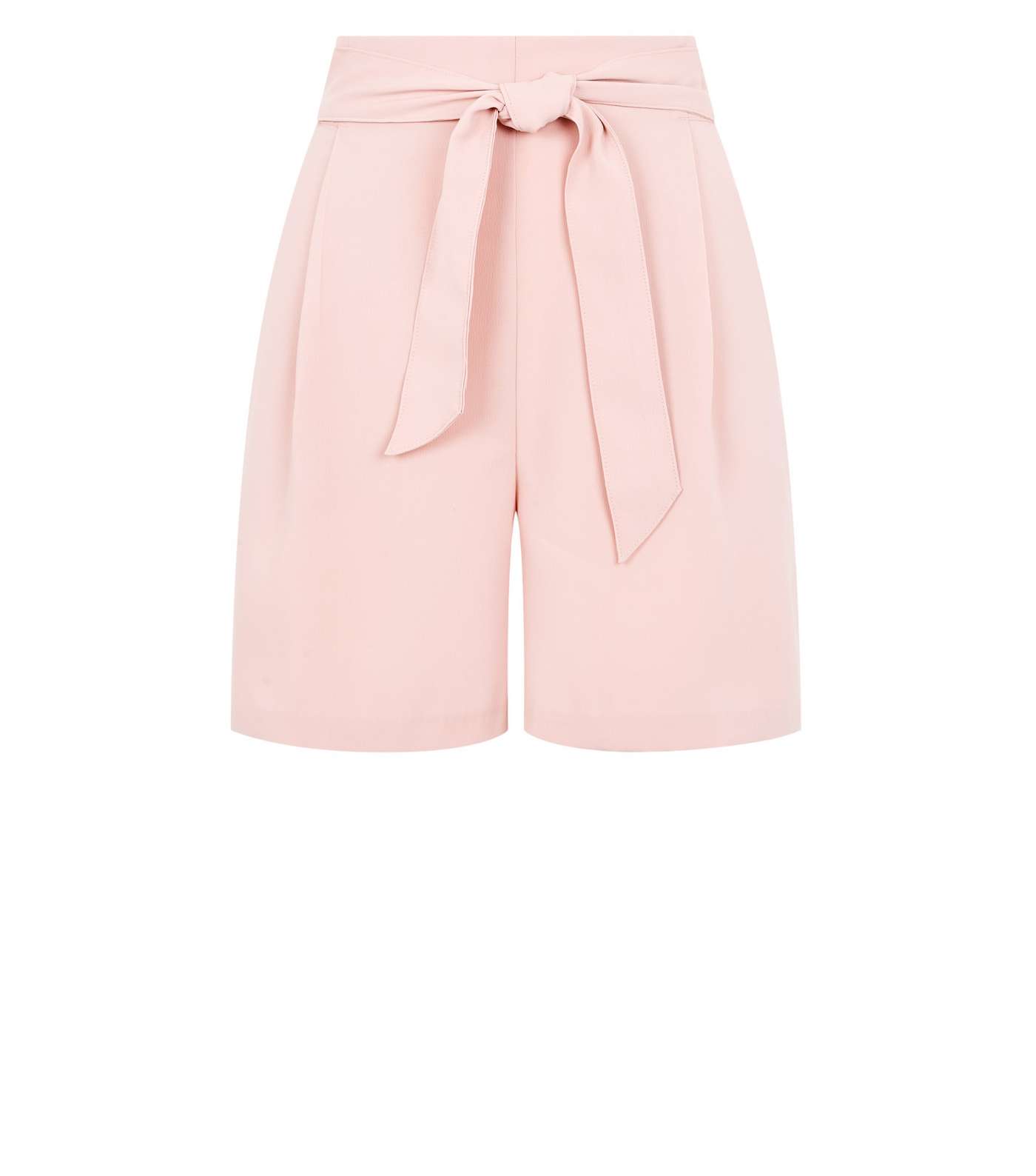 Pale Pink Belted High Waist Shorts Image 4