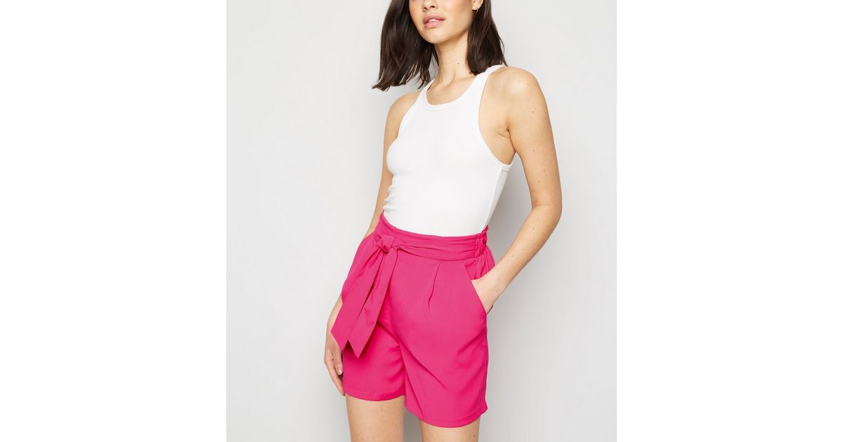Pink Linen Shorts - High Waisted Shorts - Bright Pink Shorts - Lulus