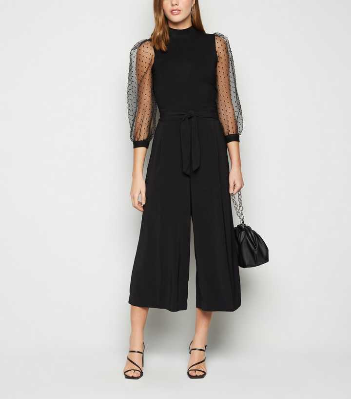 Black Tie High Waist Crop Trousers