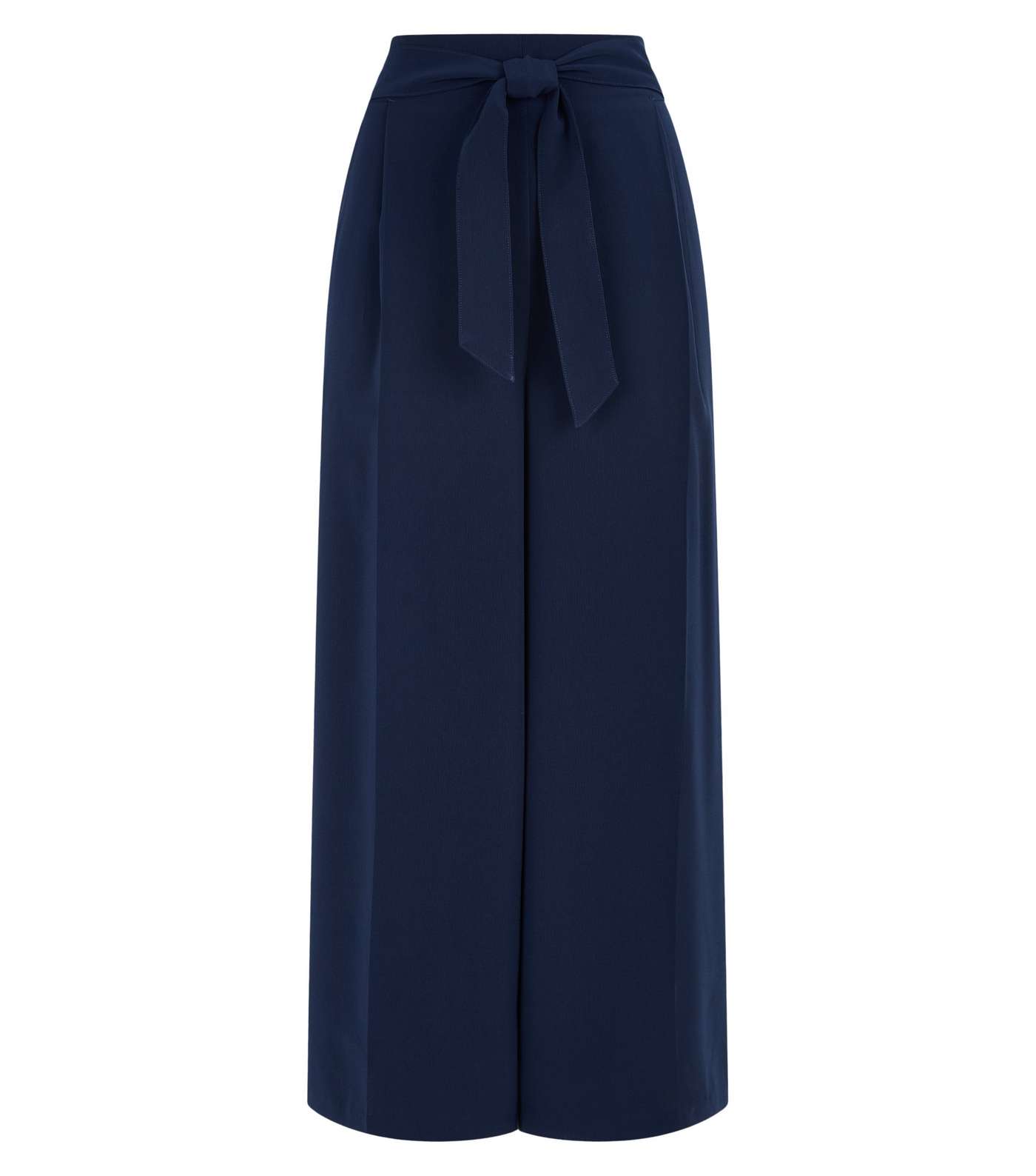 Navy Tie High Waist Crop Trousers Image 4