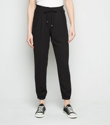 Black Drawstring Waist Textured Joggers New Look