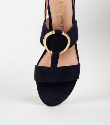 sandales à talon bleu marine