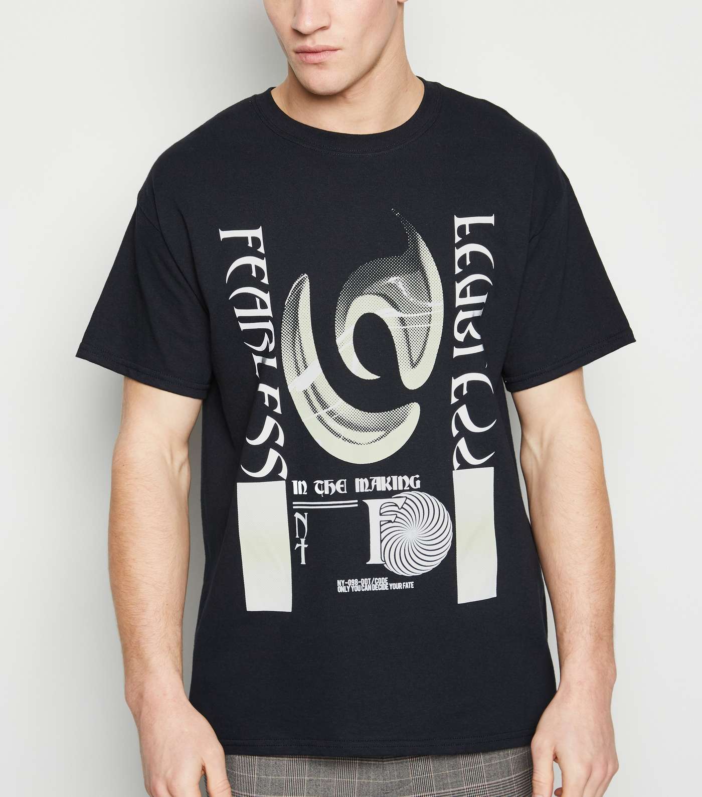 Black Reflective Slogan Oversized T-Shirt