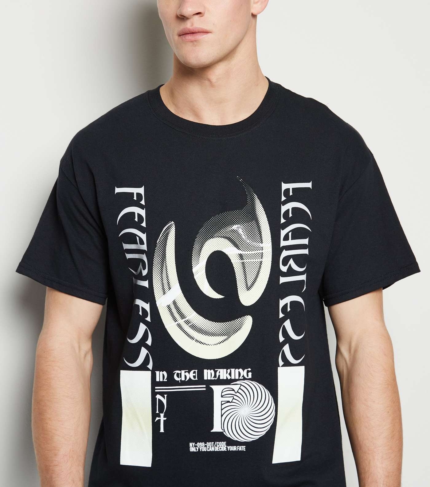 Black Reflective Slogan Oversized T-Shirt Image 5
