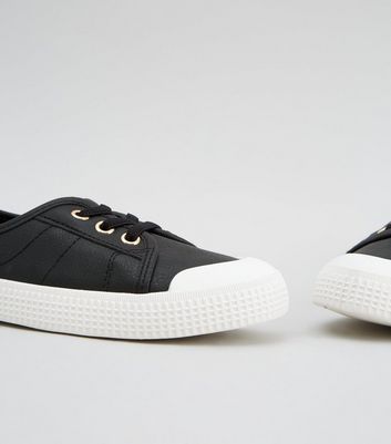new look black slip on shoes