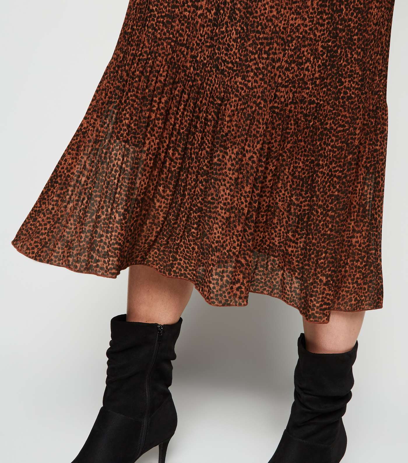 Maternity Rust Chiffon Leopard Print Pleated Midi Skirt  Image 5