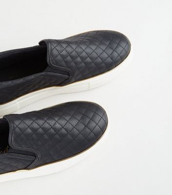 new look black slip on shoes