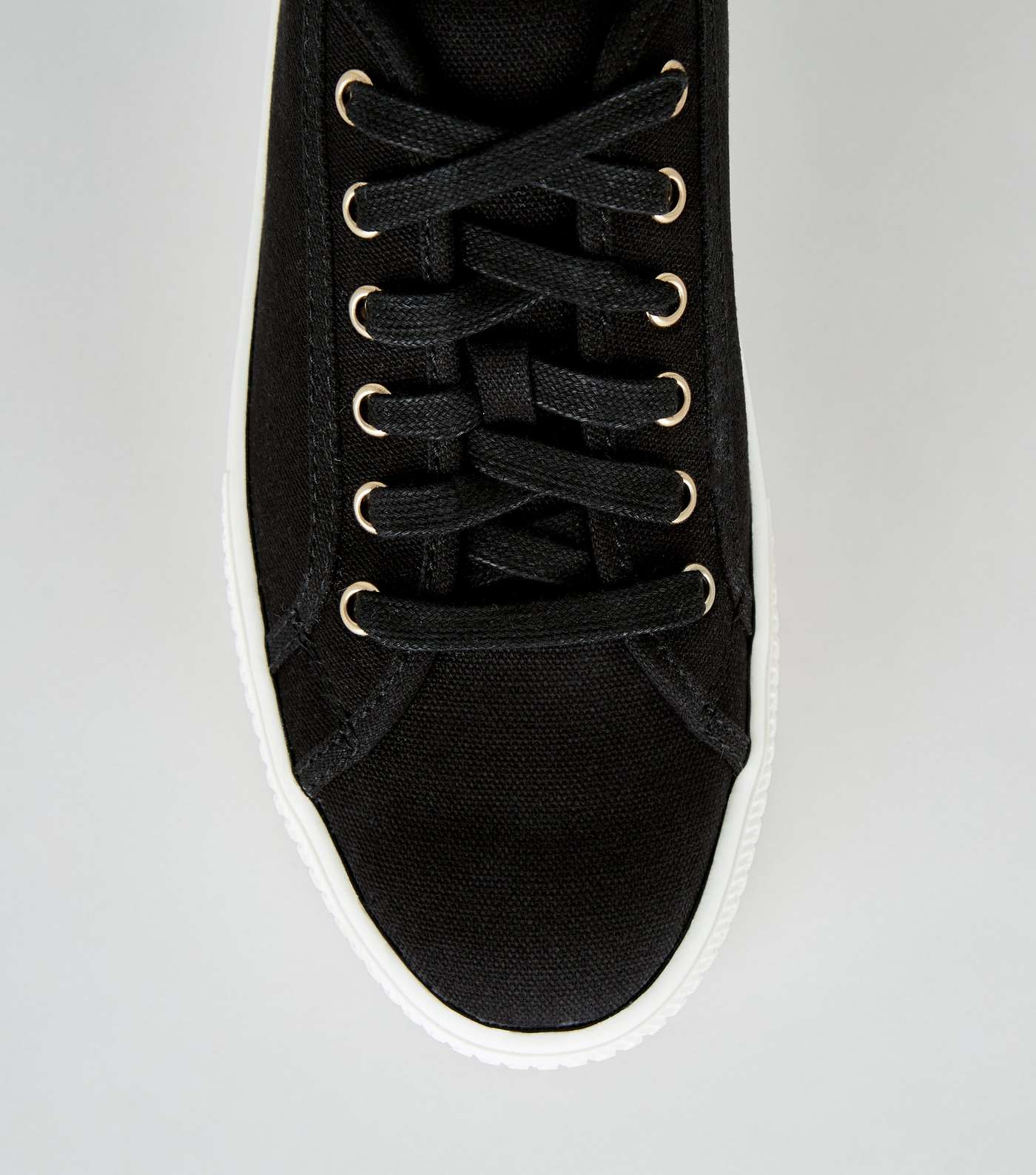 Black Canvas Star Sole Lace Up Trainers Image 4