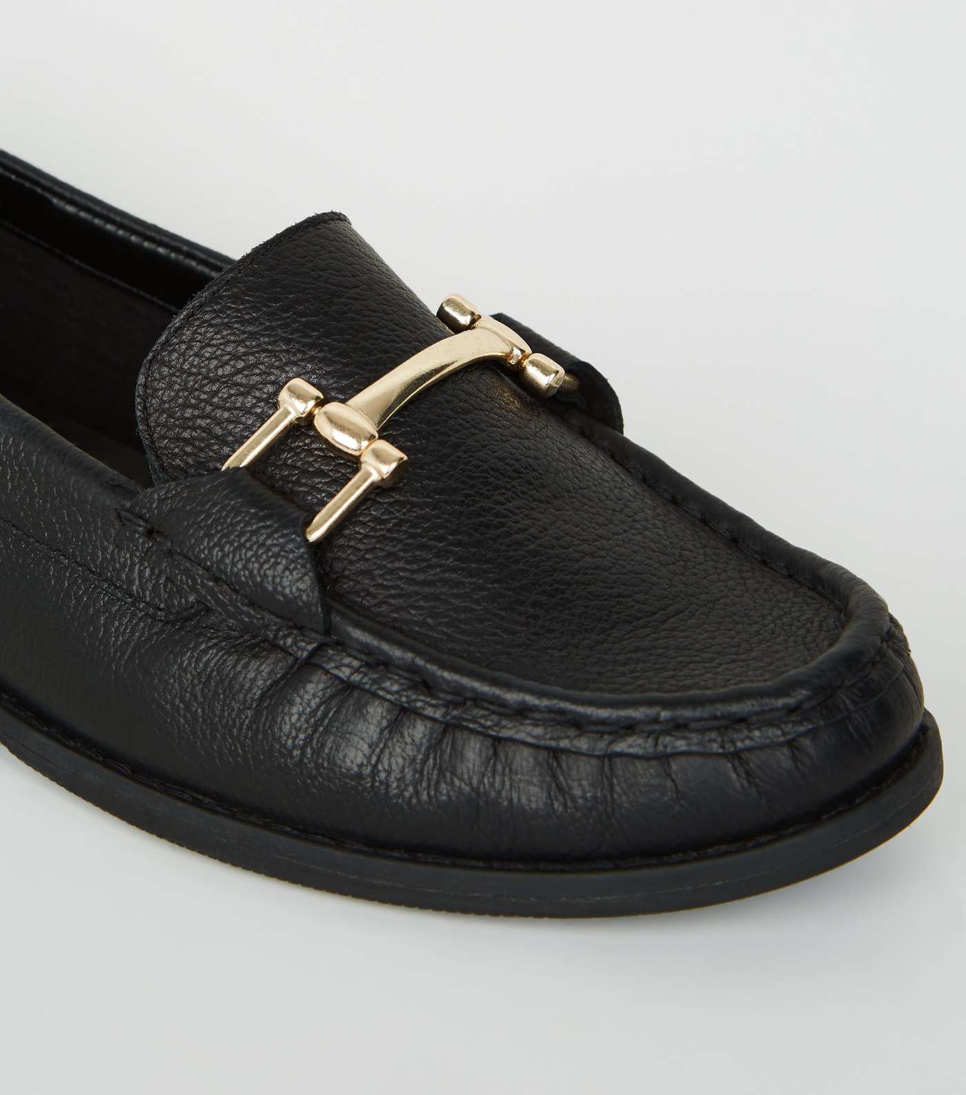 Black Leather Bar Front Loafers Image 4