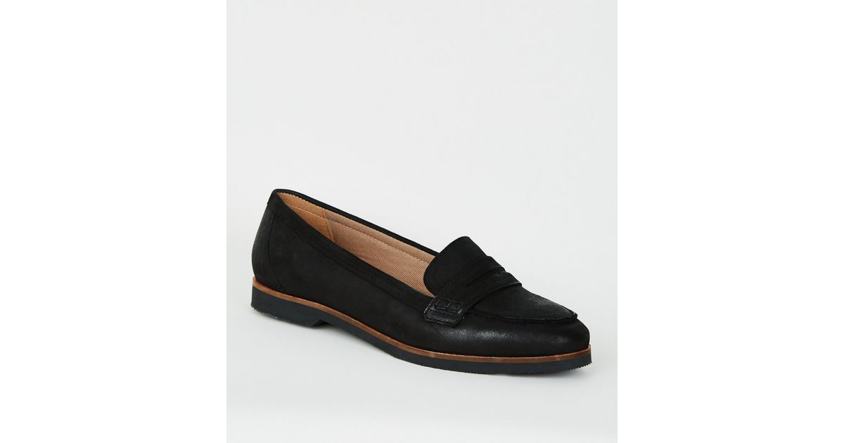 Black Suede Penny Loafers New Look