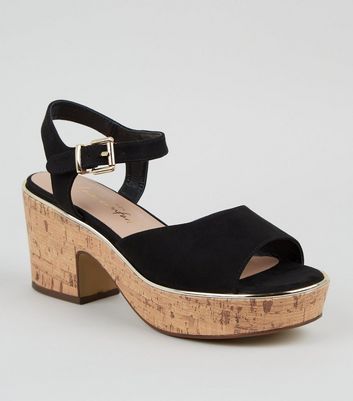 Cork chunky hot sale heel sandals