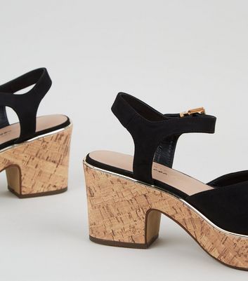 cork block heel sandals
