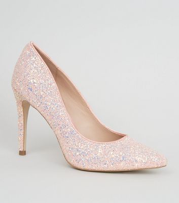 Pink Glitter Stiletto Court Shoes | New 
