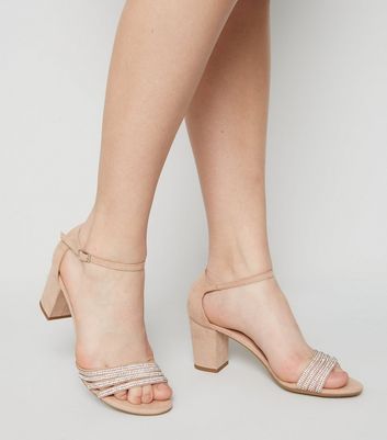 pale pink block heels