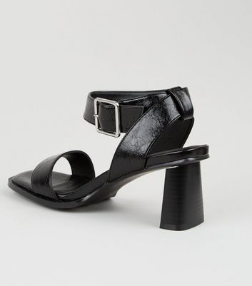 £8.00 for Black crinkle patent 2 part block heels new look | deal ...