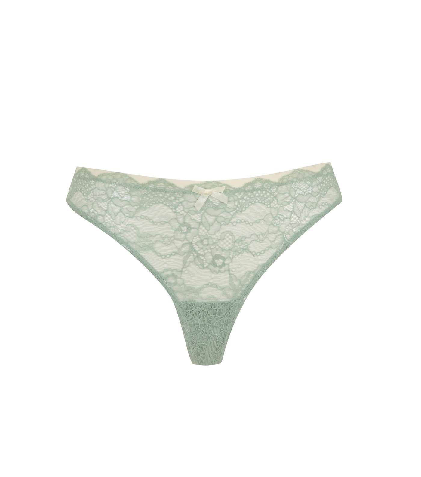 Light Green Lace Bow Thong