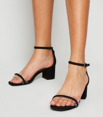 black sandals with clear strap
