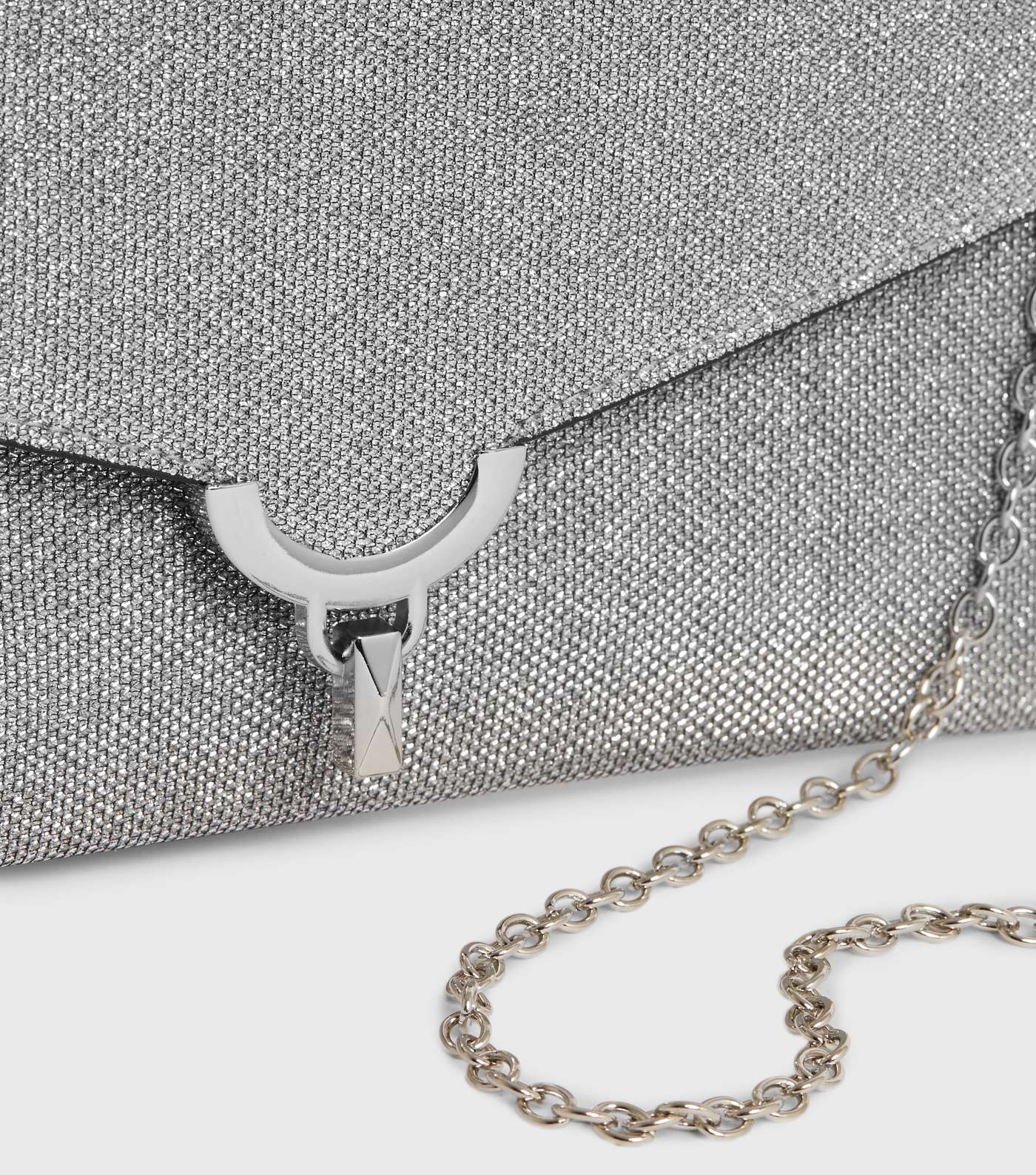 Silver Glitter Clutch Bag Image 2