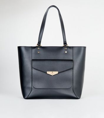 black tote bag with pockets