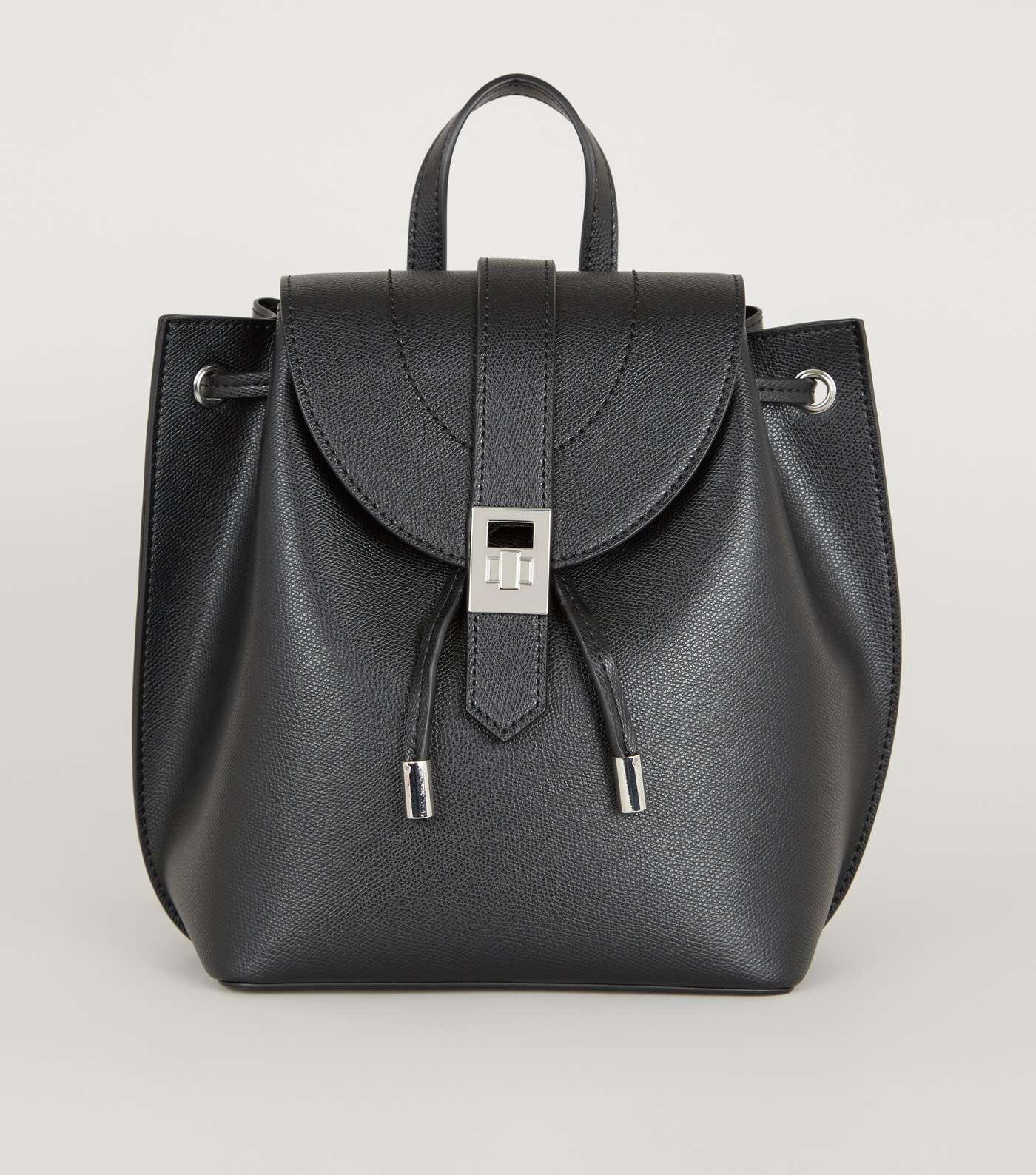 Black Leather-Look Mini Backpack
