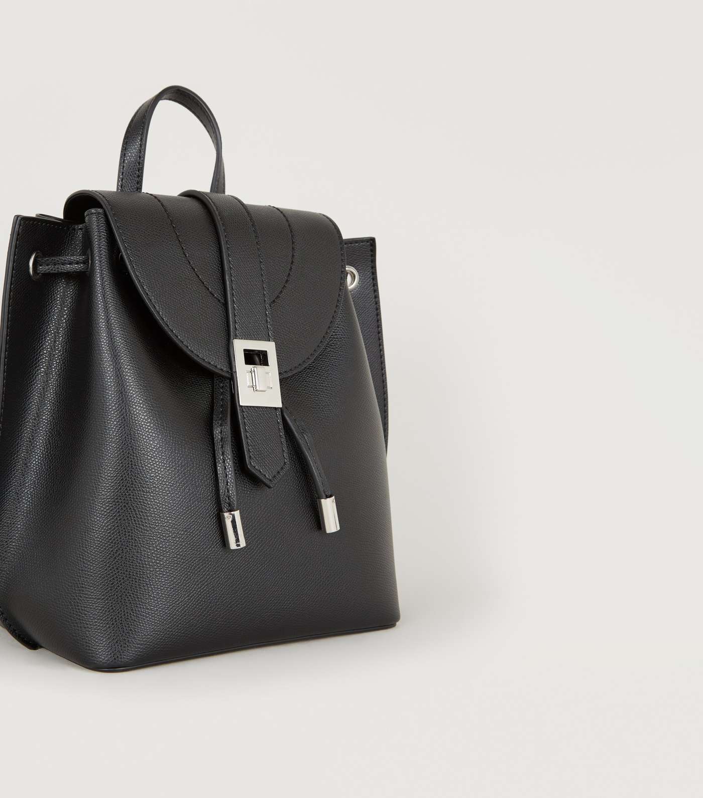 Black Leather-Look Mini Backpack Image 3