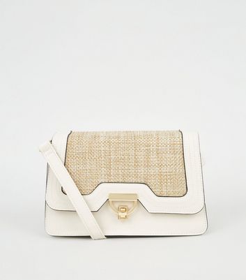 white straw crossbody bag