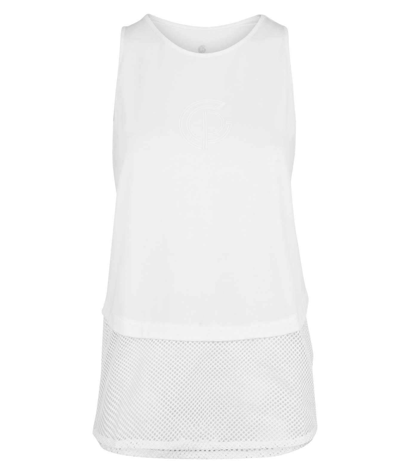 GymPro White Mesh Hem Sports Vest Image 4