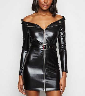 leather look bodycon dress