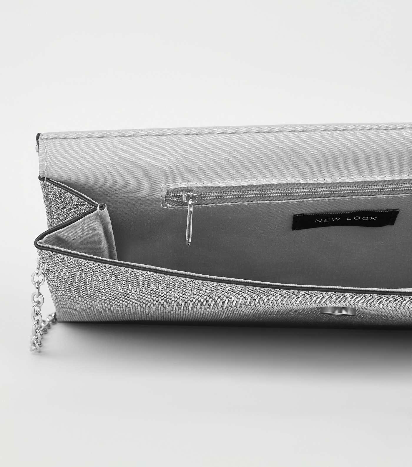 Silver Glitter Clutch Bag Image 4