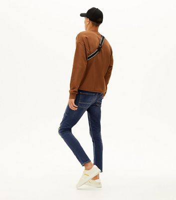 Image of Blue Ripped Skinny Stretch Jeans New Look