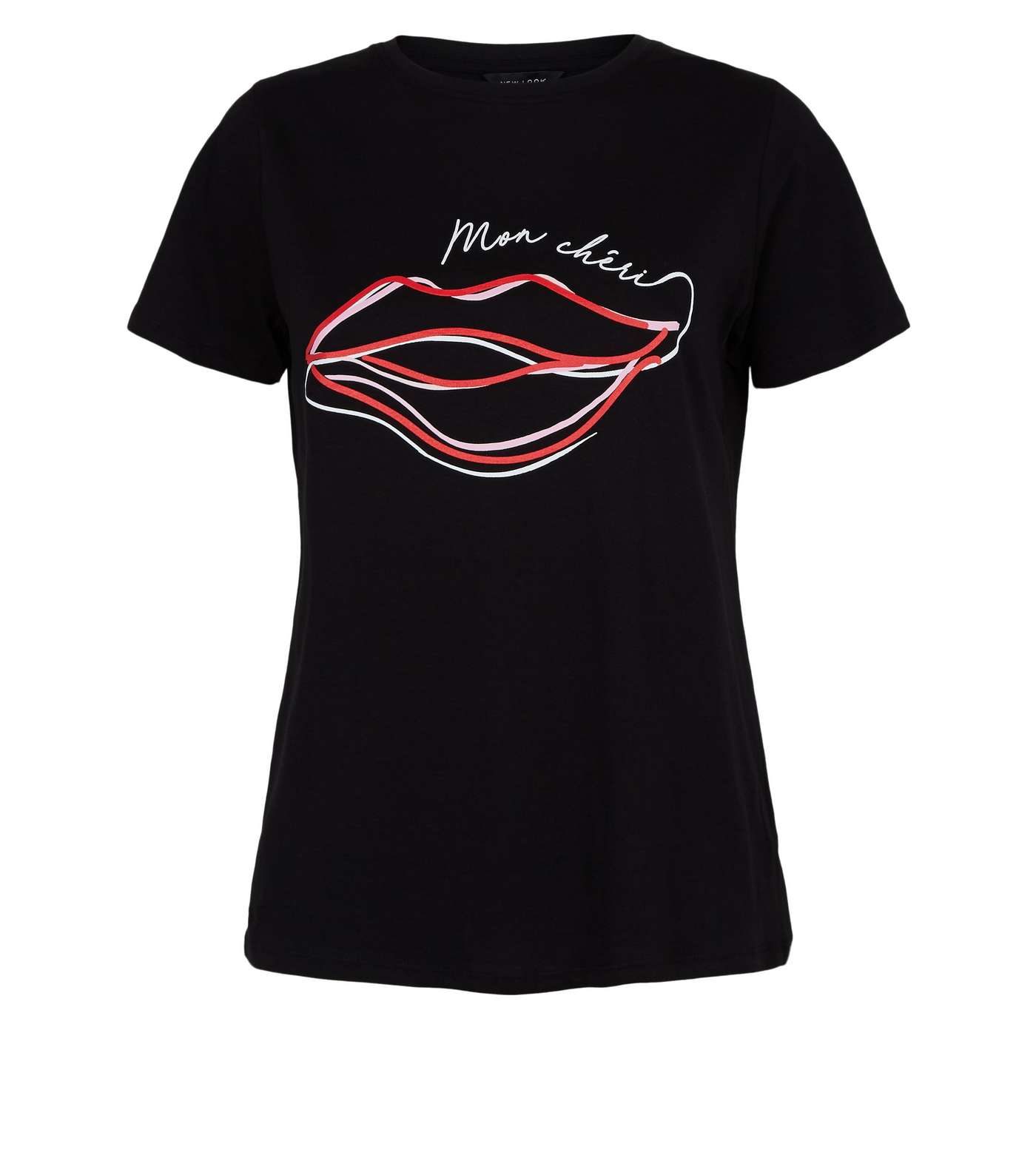 Black Sketch Lip Slogan T-shirt Image 4