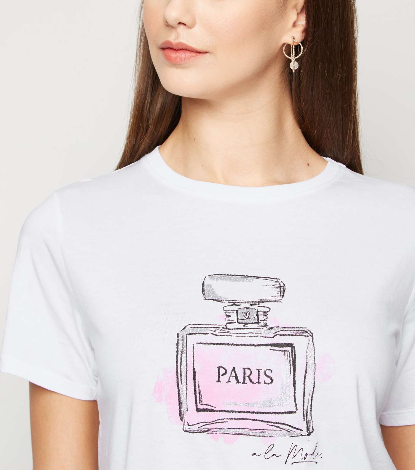 White Glitter Paris Perfume Bottle Slogan T-Shirt Image 5
