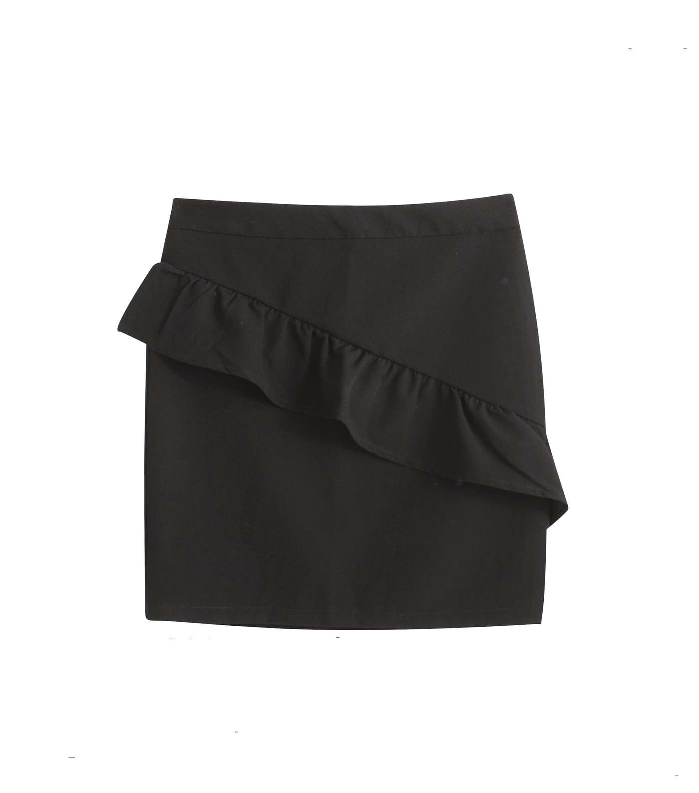 Girls Black Asymmetric Frill Trim Skirt