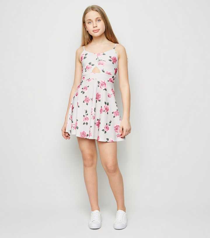 new look floral skater dress Brown Floral Collar Long Sleeve Skater Mini Dress