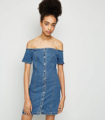 ladies denim bardot dress