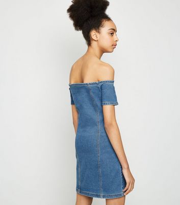 new look denim bardot dress