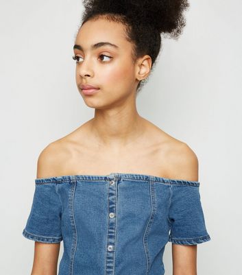 new look denim bardot dress