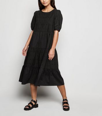 puff sleeve midi dress new look