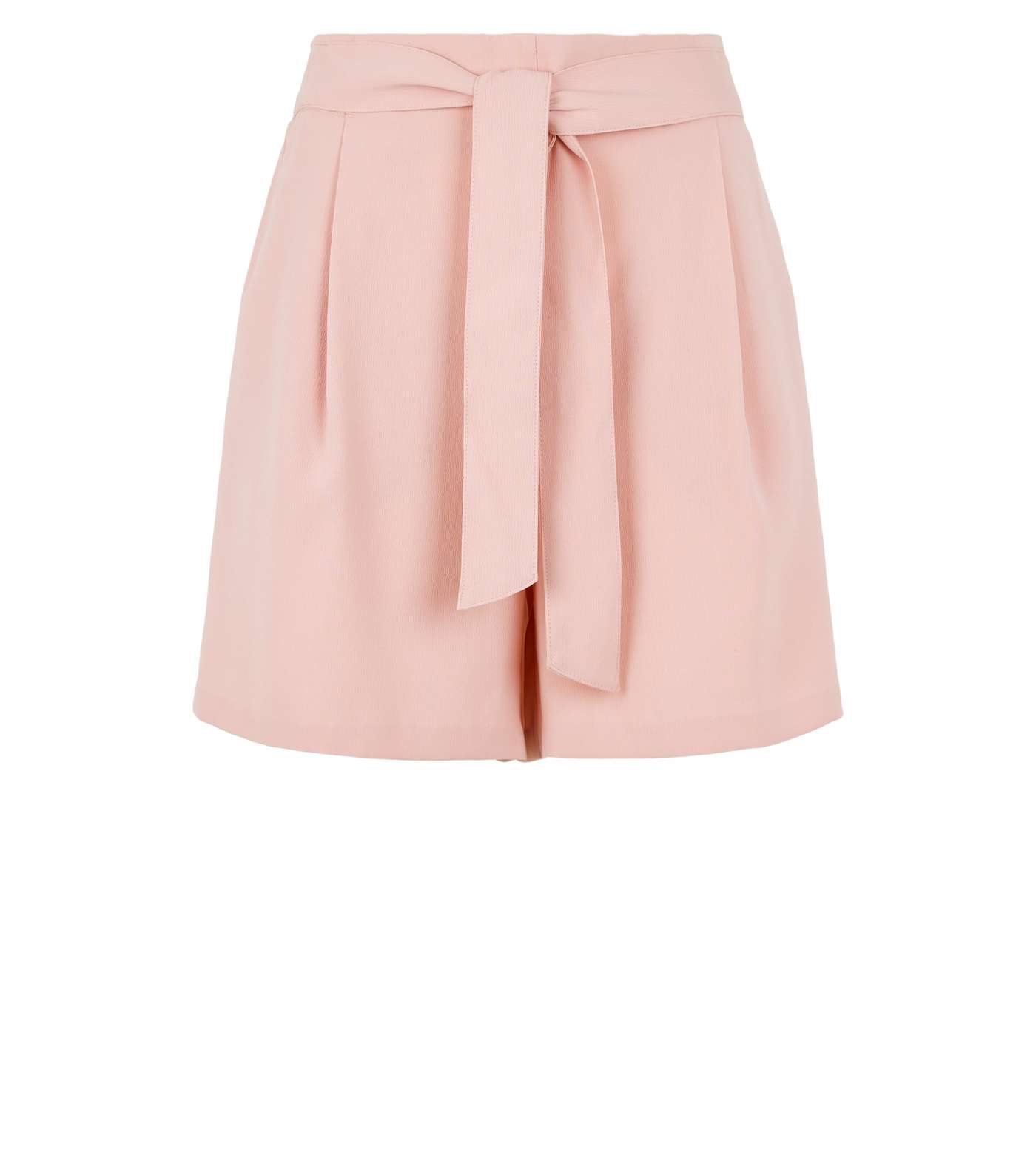 Petite Pale Pink Tie High Waist Shorts Image 4
