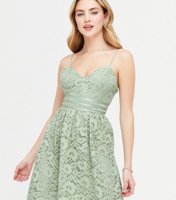 light green floral crochet skater dress