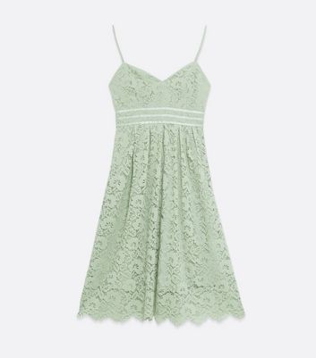 light green floral crochet skater dress