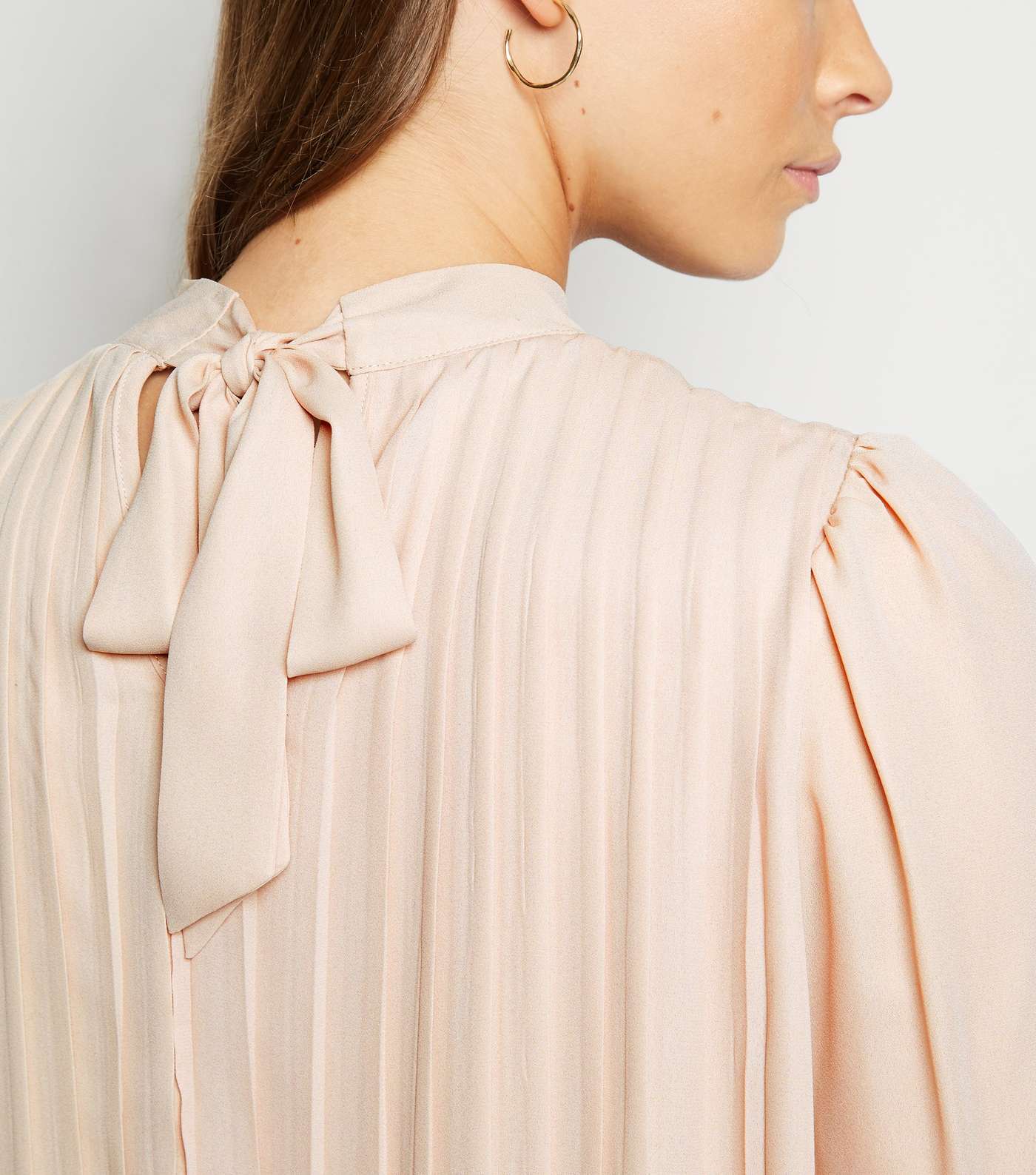 Pale Pink Pleated Tie Back Top Image 5