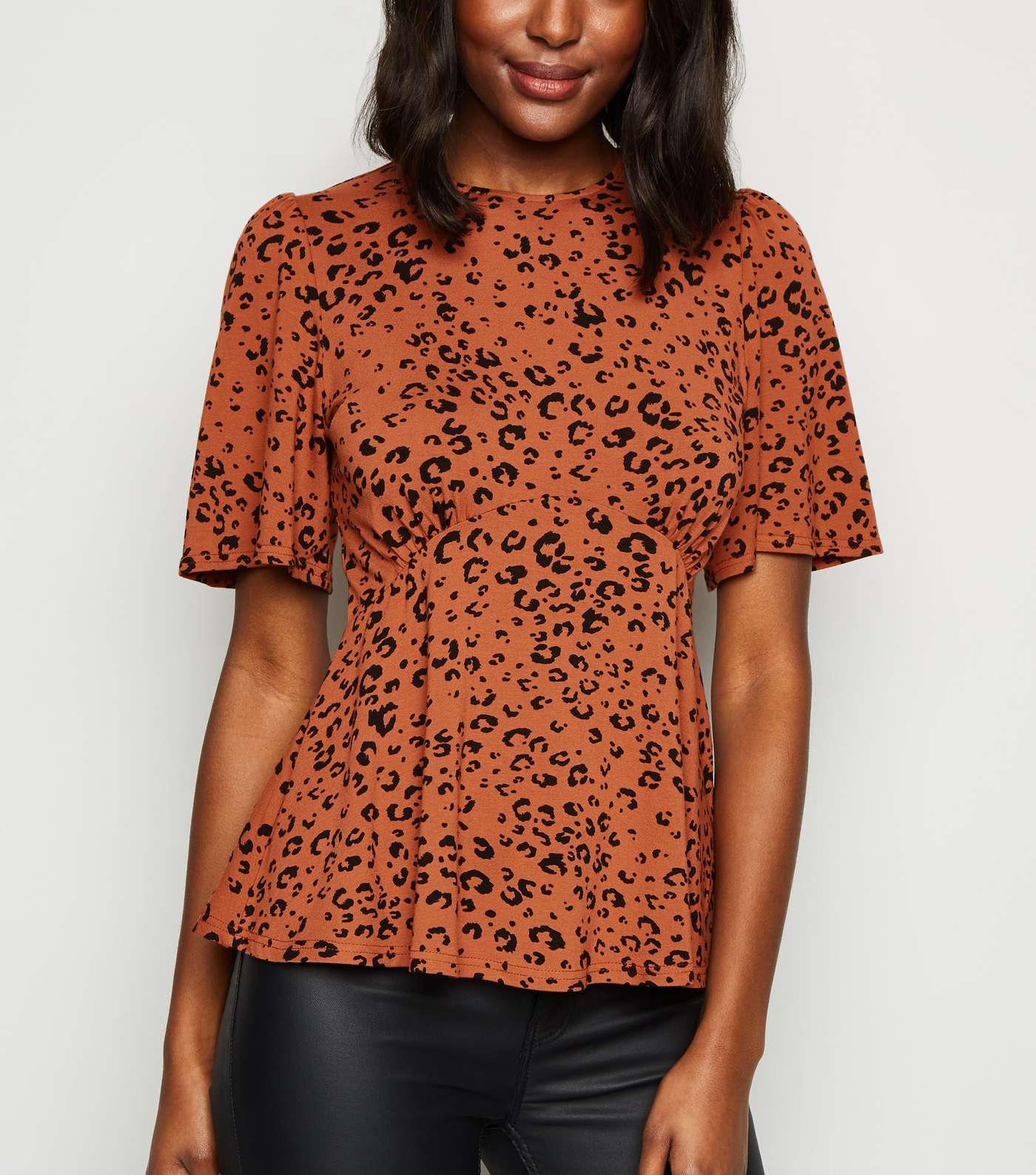 Rust Leopard Print Tie Back T-Shirt