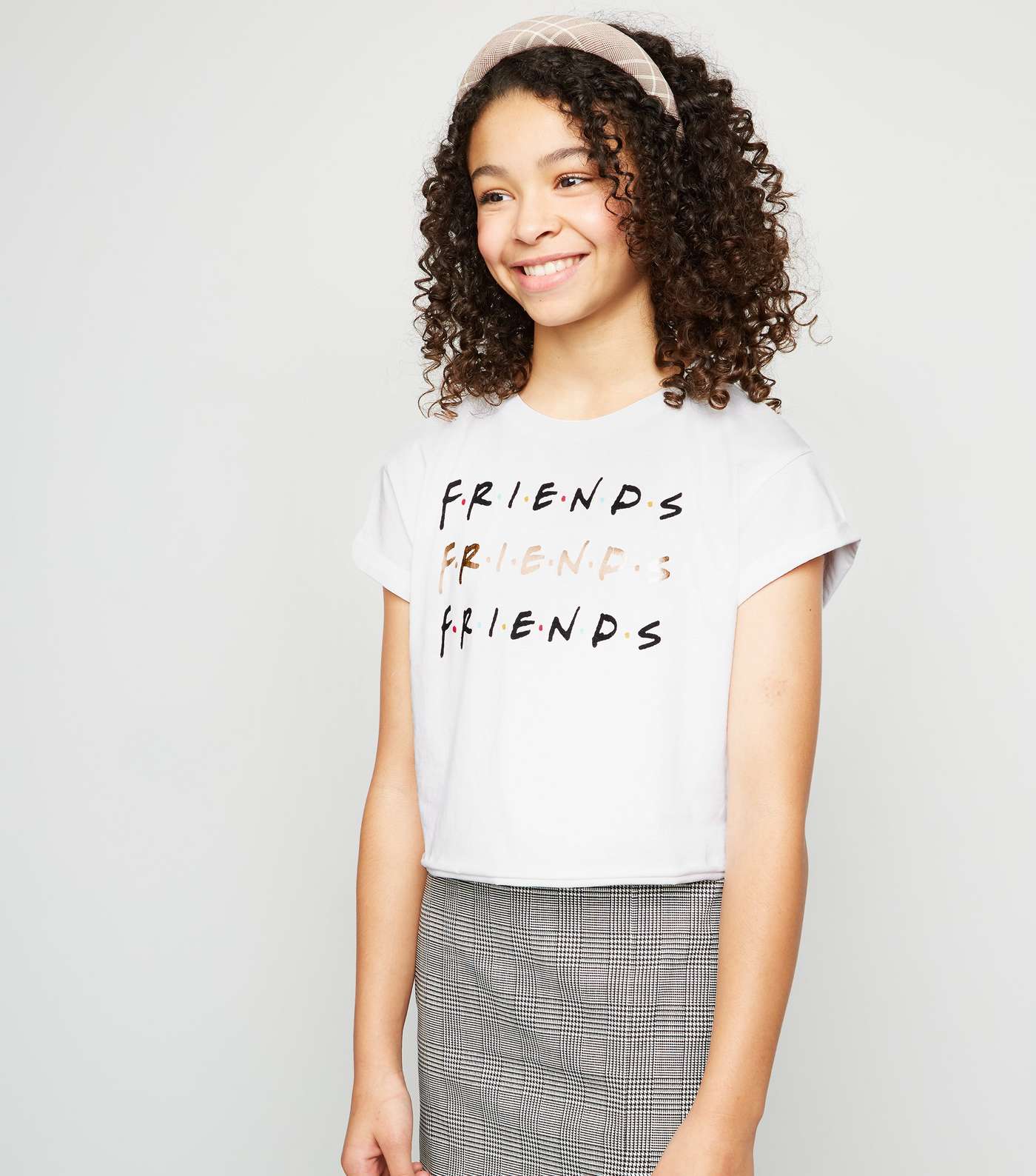 Girls White Metallic Friends Logo T-Shirt