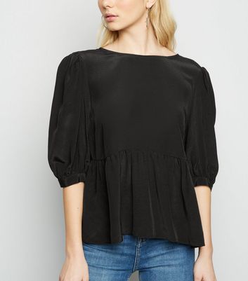 black peplum top with sleeves