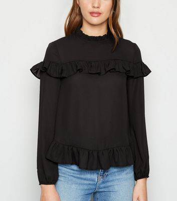 black chiffon shirt long sleeve