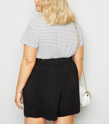 Curves Black Belted Shorts | New Look