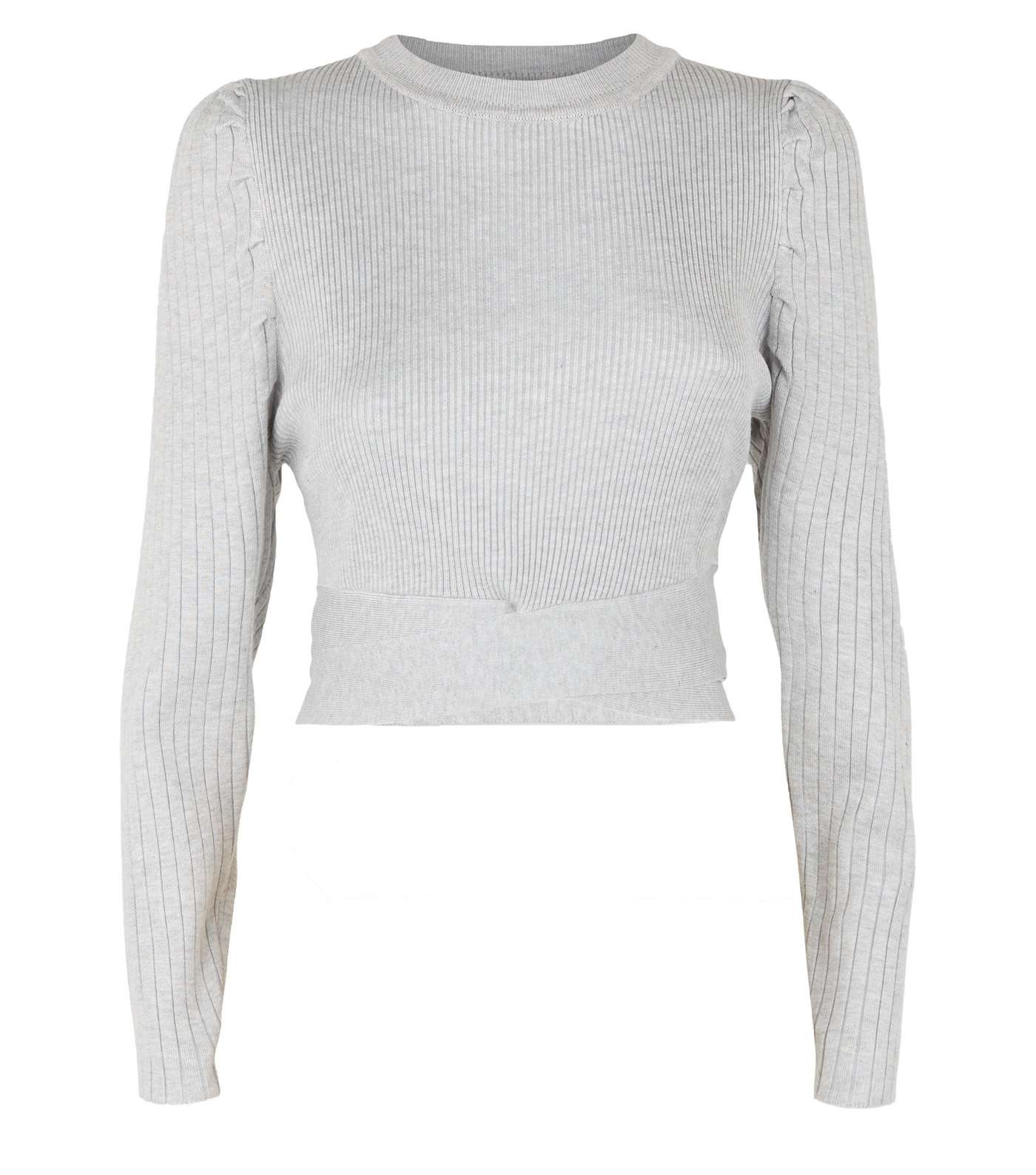 Cameo Rose Pale Grey Puff Sleeve Jumper Image 4