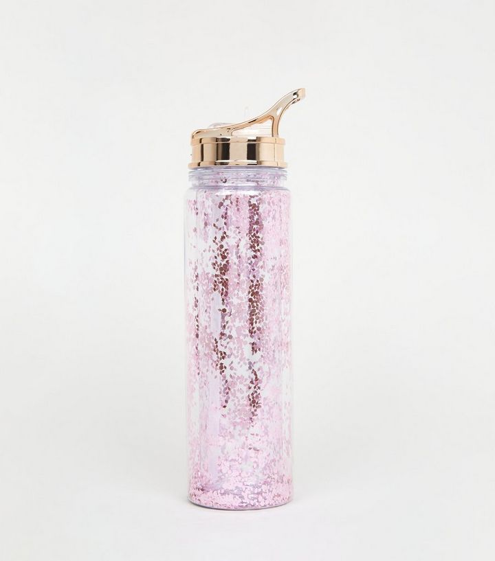 Multicoloured Glitter Flip Straw Water Bottle New Look This 500ml bottle is great for keeping you refreshed and hydrated all day long. multicoloured glitter flip straw water bottle